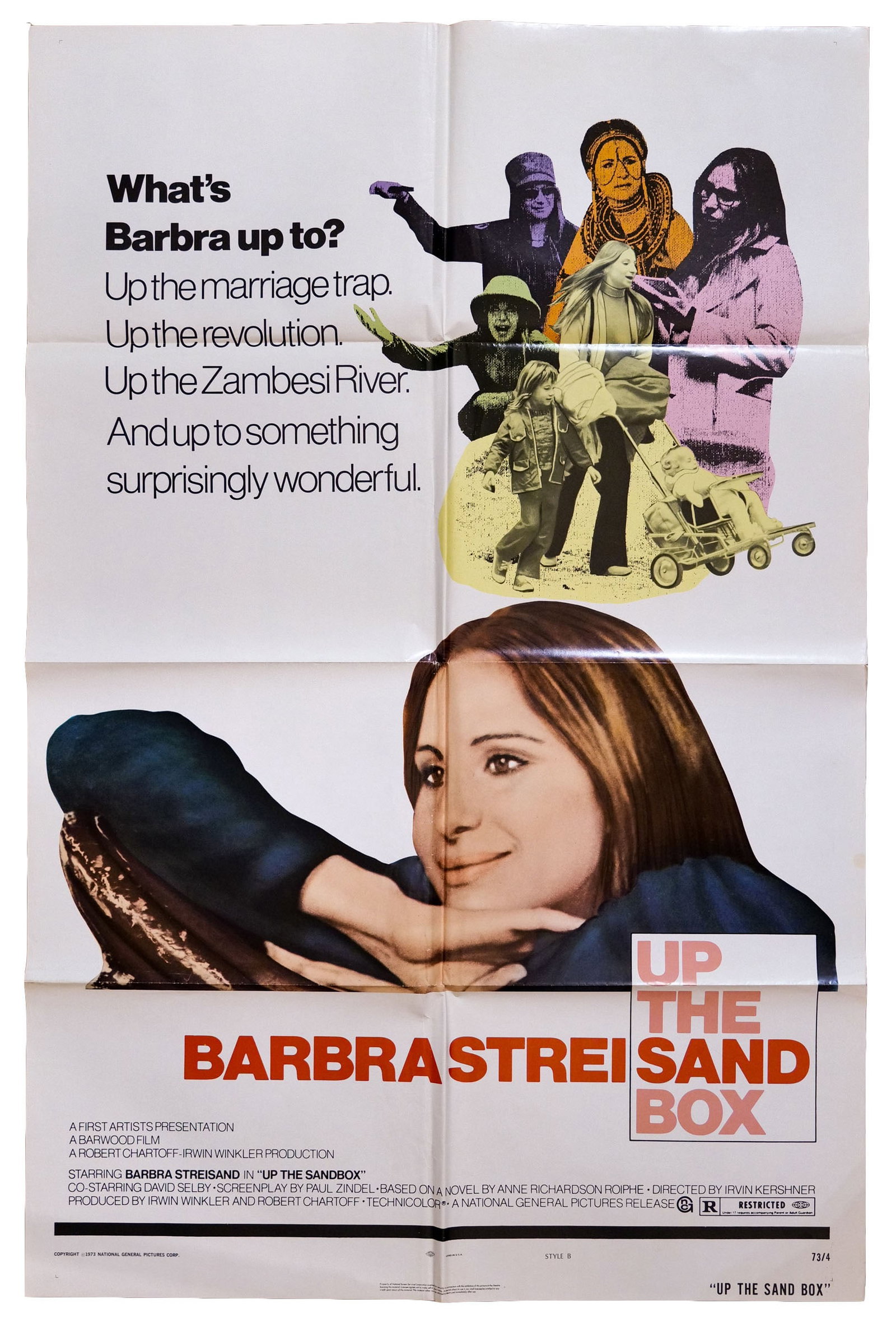Up the Sandbox (National General, 1973): Up the Sandbox (National General, 1973). (National General, 1973). One Sheet (27" X 41") Style B. Comedy. Starring Barbra Streisand, David Selby, Ariane Heller, Terry Smith, Gary Smith, Jane Hoffman,