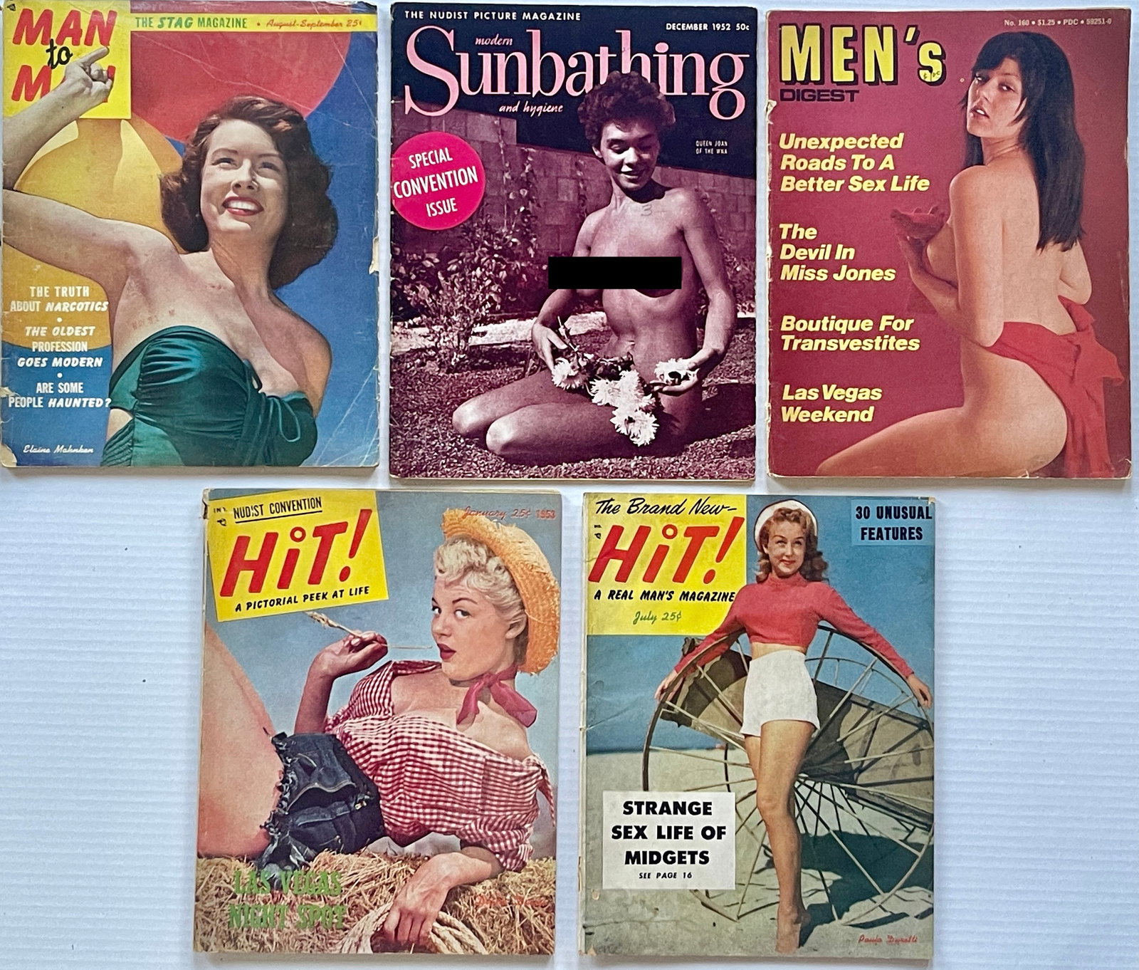 A SET OF 5 VINTAGE MENS MAGAZINES (1 of 2)