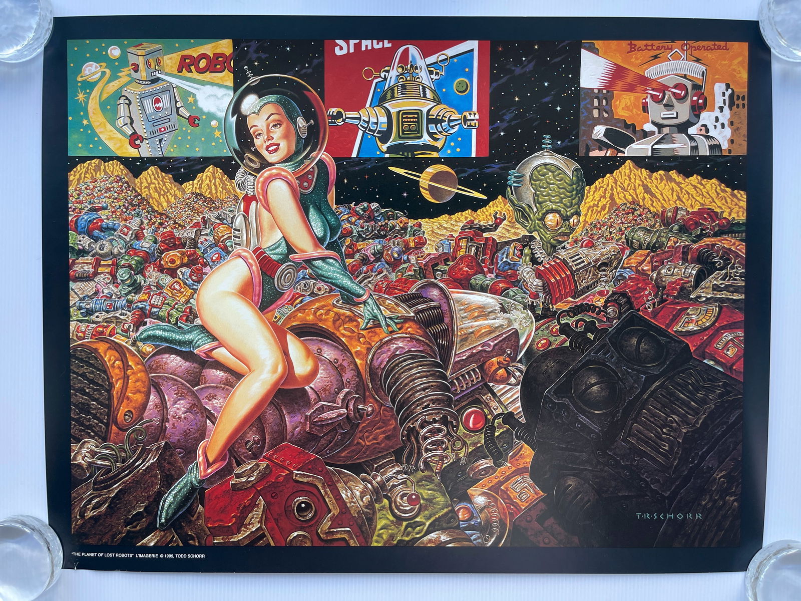 TODD SCHORR - 1995 LITHO - THE PLANET OF LOST ROBOTS: TODD SCHORR - 1995 LITHO - THE PLANET OF LOST ROBOTS. Todd Schorr Limited Edition Print of the painting "THE PLANET OF LOST ROBOTS" which comes from an edition of 300. This is an original print by Tod