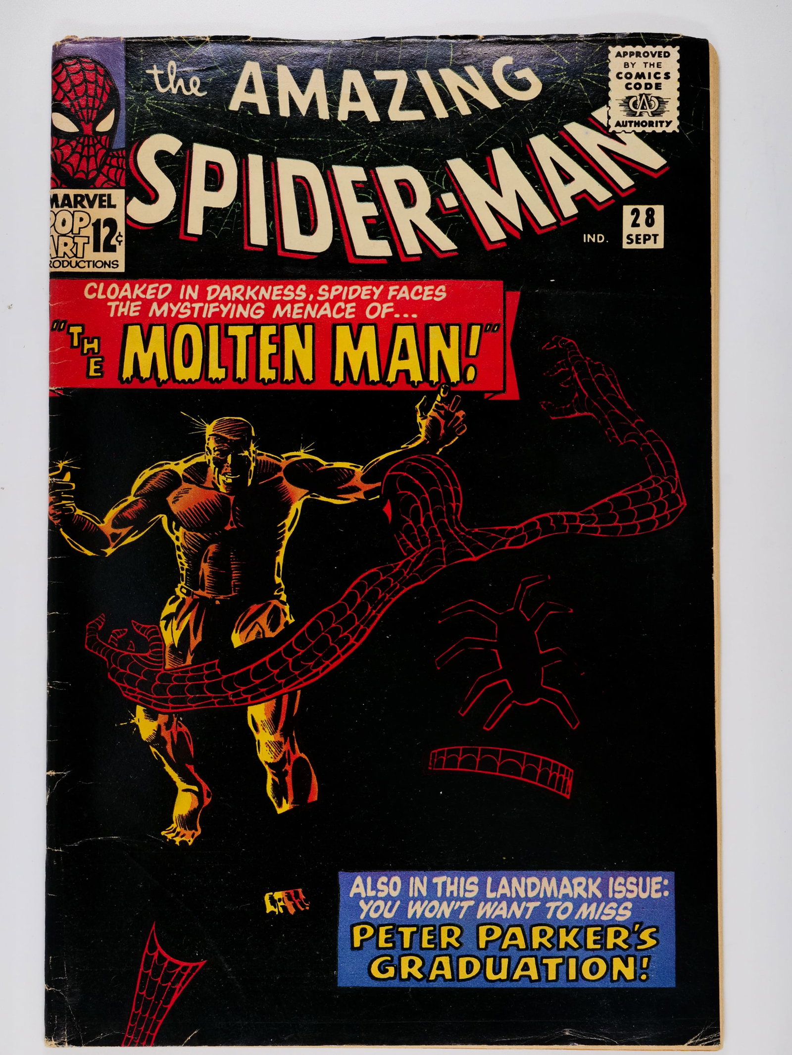 THE AMAZING SPIDER-MAN #28.: THE AMAZING SPIDER-MAN #28. 1ST APPEARANCE AND ORIGIN OF MOLTEN MAN (MARK RAXTON) - PETER GRADUATES HIGH SCHOOL