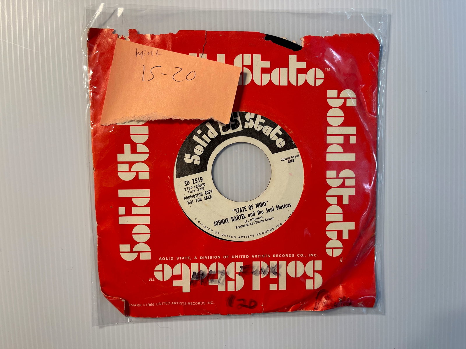 JOHNNY BARTEL AND THE SOUL MASTERS PROMO 45RPM - LOOK: JOHNNY BARTEL AND THE SOUL MASTERS PROMO 45RPM. SELLING ON DISCOGS FOR $42 !