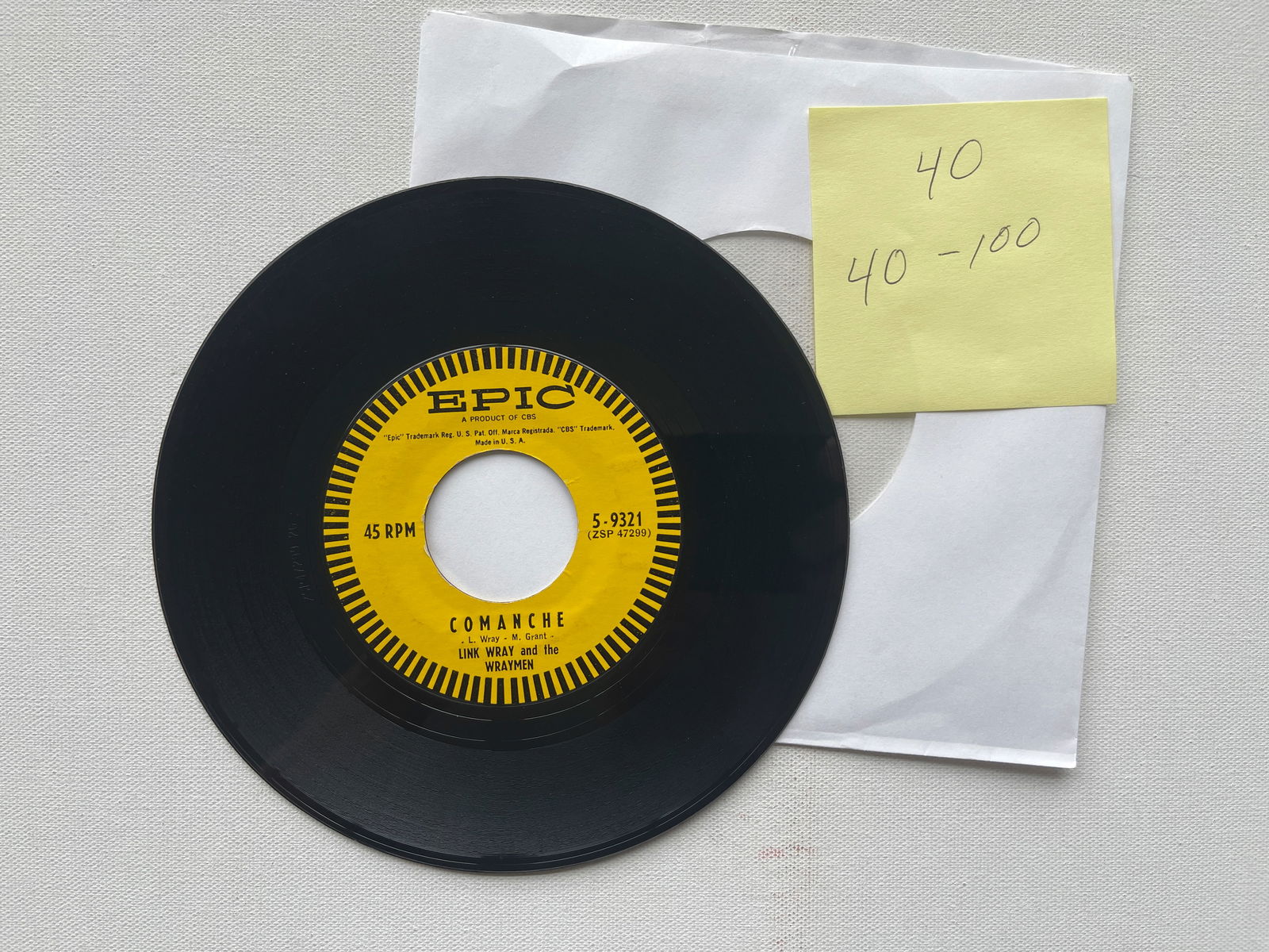 LINK WRAY AND HIS RAY MEN 45RPM - COMANCHE (1 of 1)