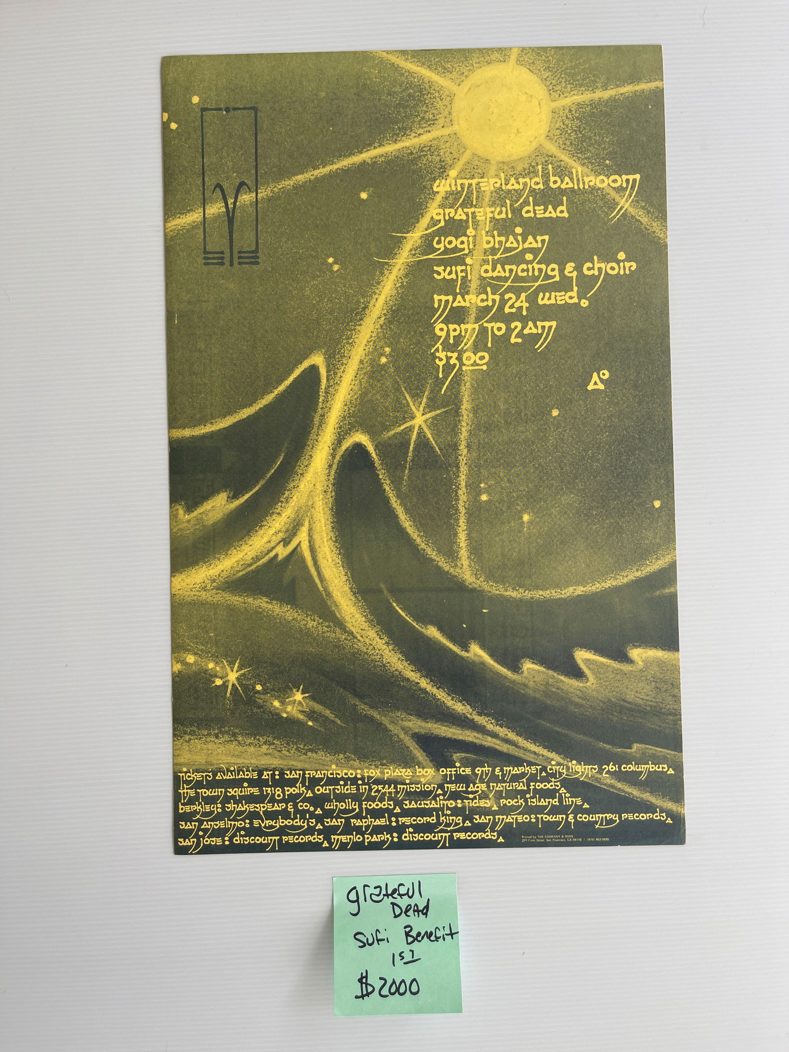 GRATEFUL DEAD SUFI BENEFIT ORIGINAL 1ST (1 of 1)
