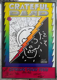 RARE GRATEFUL DEAD PETER MAX & BAND SIGNED 1988 PRINT
