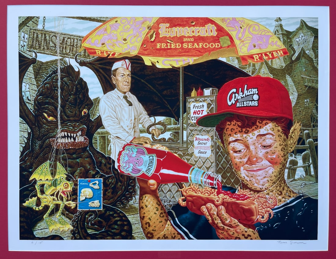 Todd Schorr H.P. Lovecrafts Fried Seafood Cart Limited Edition Giclee: Todd Schorr H.P. Lovecrafts Fried Seafood Cart Limited Edition Giclee. MINT. Todd Schorr H.P. Lovecrafts Fried Seafood Cart Limited Edition Giclee. 29.5" x 39.5" - Signed and Numbered Edition #6 OF 15