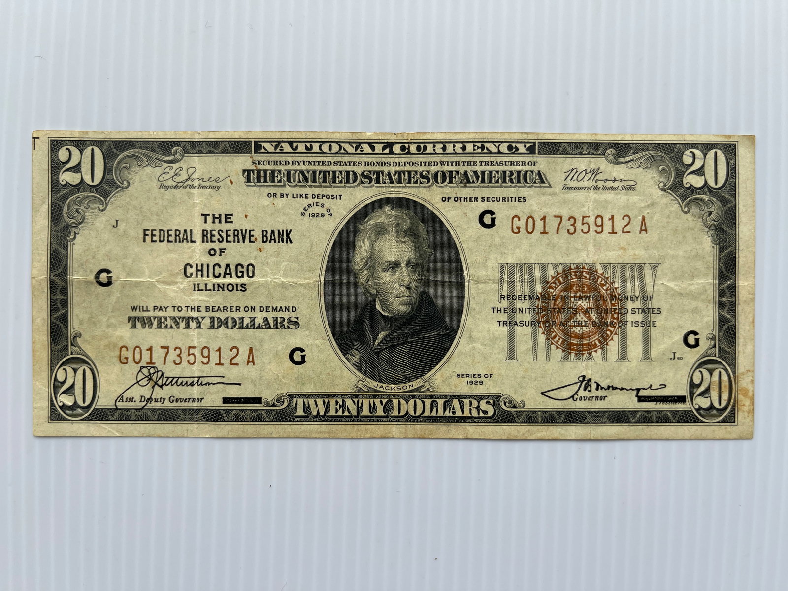 1929 20 DOLLAR BILL - CHICAGO - RED SEAL (1 of 3)