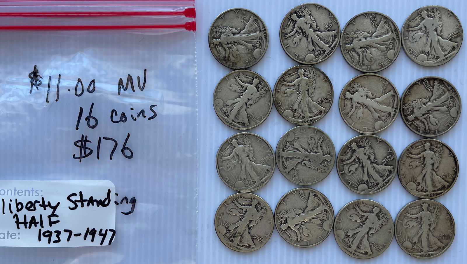 16 SILVER LIBERTY STANDING HALVES - SILVER STACKER ALERT - MELT VALUE (1 of 1)