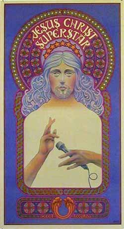 VINTAGE 1971 Jesus Christ Superstar poster BYRD: VINTAGE 1971 Jesus Christ Superstar poster artwork by david byrd Vintage 1971 poster in very good condition no creases or folds it is 16 x 30 inches. artwork by david byrd / decca records.