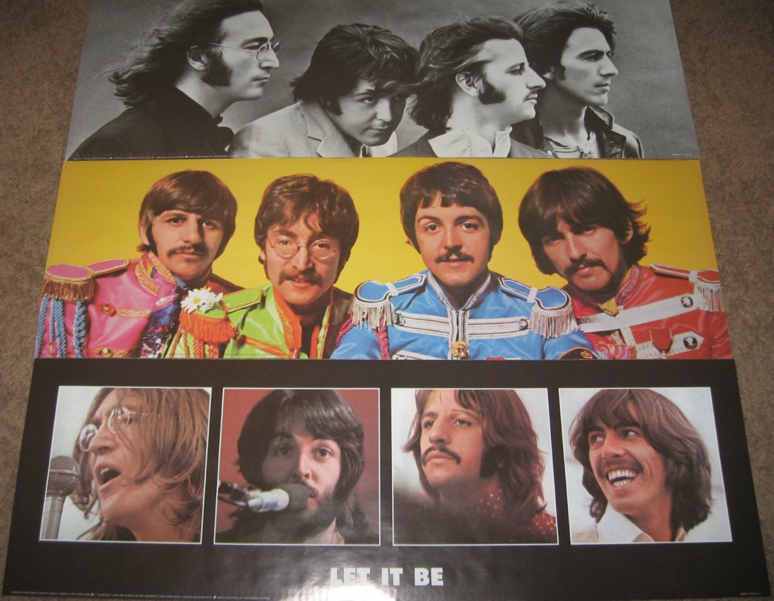 THREE BEATLES PANORAMAS - AWESOME COLLECTION: THESE WERE RELEASED THE SAME TIME AS THE ANTHOLOGY SERIES, including Let it be, and Sgt. Peppers. MADE IN THE USA - APPLE CORP EACH POSTER IS 36 INCHES X 12 INCHES. NEVER BEEN ON THE WALL. NO PIN HOLE
