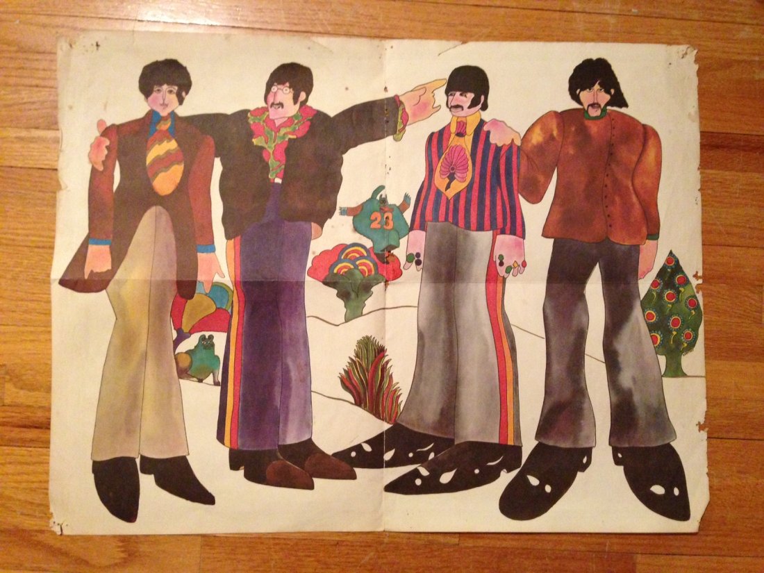 Vintage 1968 Eye Magazine Poster The Beatles: Vintage 1968 Eye Magazine Psychedelic LSD The Beatles Poster Hippie Head Shop Vintage original 1968 Eye Magazine Psychadelic 4 panel pull out poster of The Beatles Yellow Submarine. Great poster from 