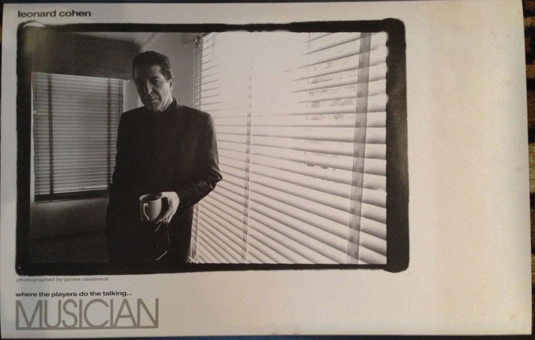 LEONARD COHEN MUSICIANS MAGAZINE PROMO POSTER: LEONARD COHEN MUSICIANS MAGAZINE PROMO POSTER. Rare and vintage. approx 16 x 22"