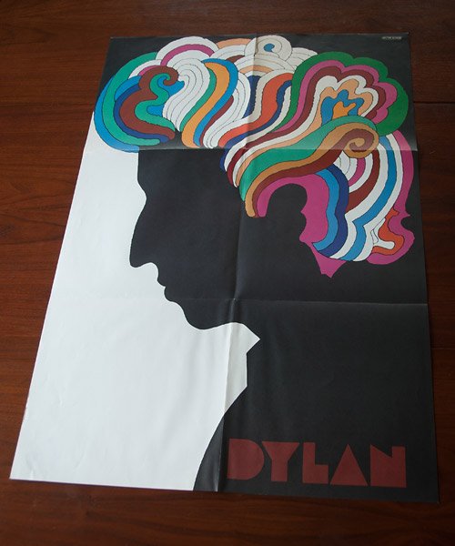Glaser - Bob Dylan - Album: This is an original Milton Glaser poster of Bob Dylan. This was an insert in his album, and many are no longer found. This is machine folded and ready to be mounted. In excellent shape, personally rev