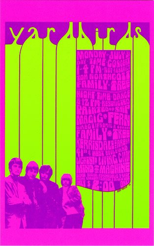 Yardbirds Signed Print: Bob Masse, 40 year rock poster veteran, has designed posters for the legends of rock music. This is a first reprint of the art used to promote the Yardbirds show at Kerrisdale Arena 7/31/68. At that t