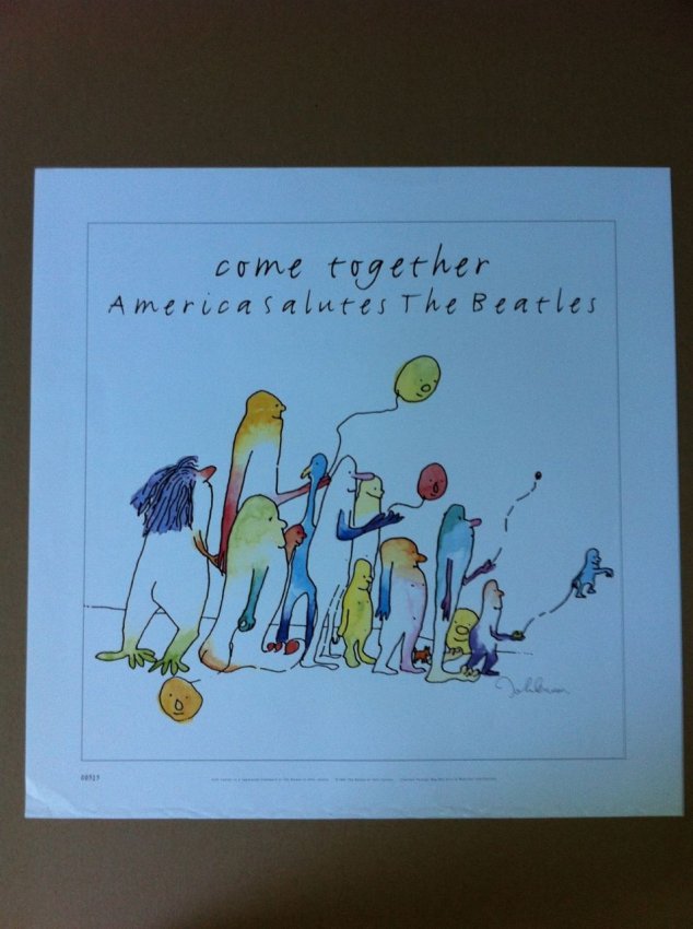 COME TOGETHER NUMBERED BEATLES POSTER: America Salutes The Beatles Limited Edition Plate Signed / Numbered Print. 24" x 26", printed on poster stock. Edition limited to 10,000 numbered prints, signed in the plate by John Lennon. Design ada