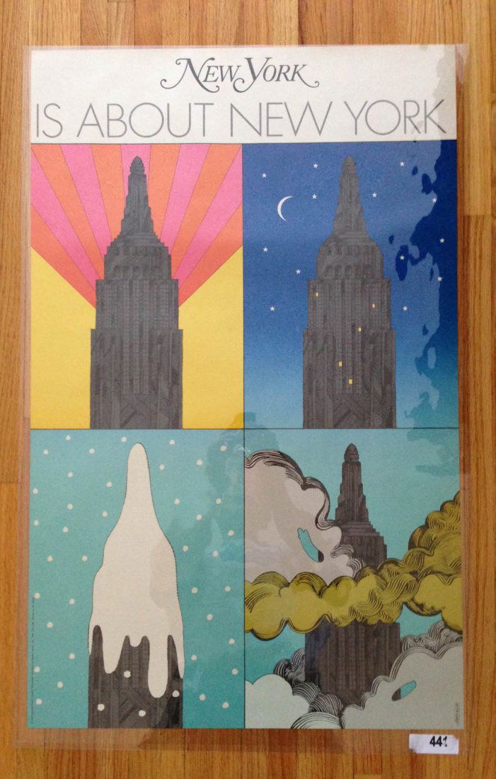 Glaser - New York Promo Poster: A Milton Glaser original. New York is about New York. Rare found poster used to promote New York Magazine. Given away to VIP's, this was a short run poster distributed by Darien House. Photos show ori