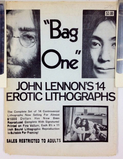 John Lennon / bag one Show Catalog - 1970: “bag one, A Suite of lithographs by John Lennon, February 7 through February 28, 1970, Lee Nordness Galleries, 236 East Seventy-Fifth Street, New York, New York 10021, Copyright (C) Lee Nordness Gal