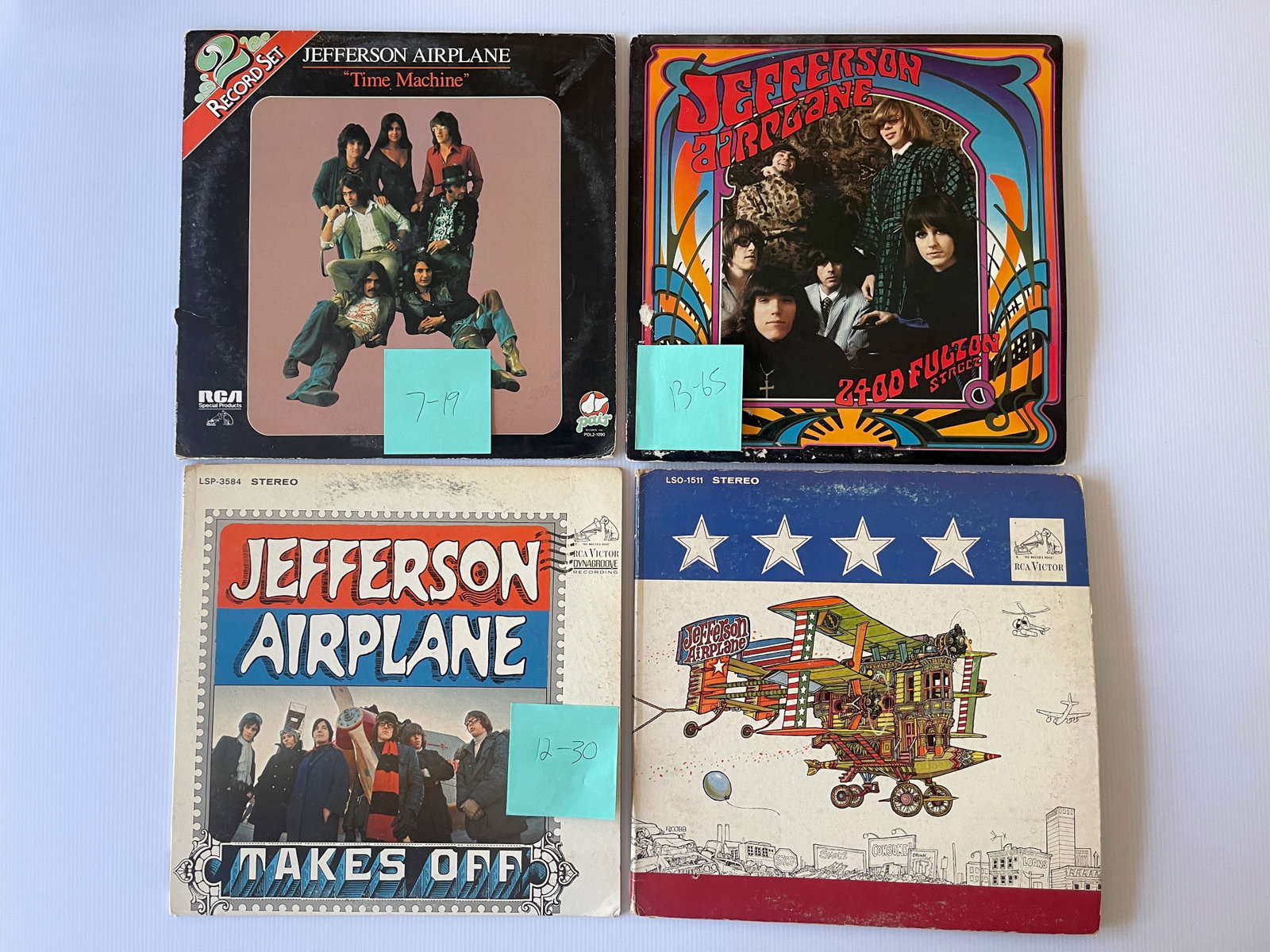THE ULTIMATE JEFFERSON AIRPLANE LOT: Jefferson Airplane – Jefferson Airplane Takes Off RCA Victor – LSP-3584 1969 Psychedelic Rock $12-30 ALBUM-NM COVER-VG Jefferson Airplane – 2400 Fulton Street RCA Victor – 5724-1-R $13-65 ALBU
