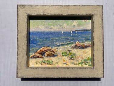 JOHN CRIMMINS - Beach Scene with rocks