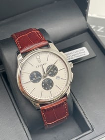 AZZARO Legend Chronograph White Dial Brown Leather Men's Watch Item No. AZ2040.13AH.000