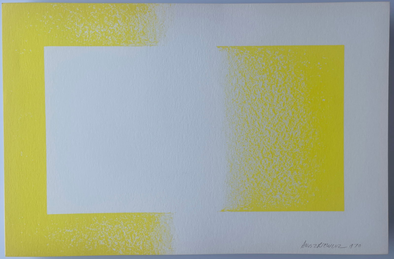 Richard Anuszkiewicz Original 1970 Lithograph "Yellow Reversed: Richard Anuszkiewicz Original 1970 Lithograph "Yellow Reversed” 17” Wide. Richard Joseph Anuszkiewicz (May 23, 1930 – May 19, 2020) was an American painter, printmaker, and sculptor. He