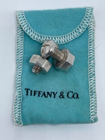 Tiffany & Co. 925 Sterling Silver Nut & Bolt Men`s Office Cuff Links Cufflinks