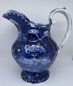 HISTORIC BLUE STAFFORDSHIRE STATES PITCHER