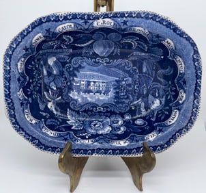HISTORIC BLUE STAFFORDSHIRE BLUE AND WHITE VEGETABLE BOWL