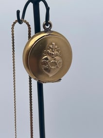 SACRED HEART LOCKET AND GOLD NECKLACE