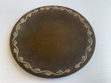 SILVERCREST STERLING ON BRONZE DECORATED CARD TRAY
