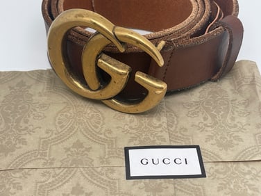 ORIGINAL GUCCI LEATHER BELT WITH OVERSIZED BUCKLE