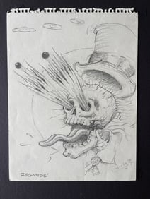 STANLEY MOUSE ORIGINAL SKETCH - SKELETON - 1996