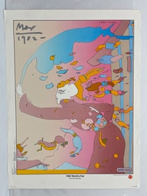 PETER MAX 1982 WORLDS FAIR SIGNED PRINT SET OF 2 LITHOS