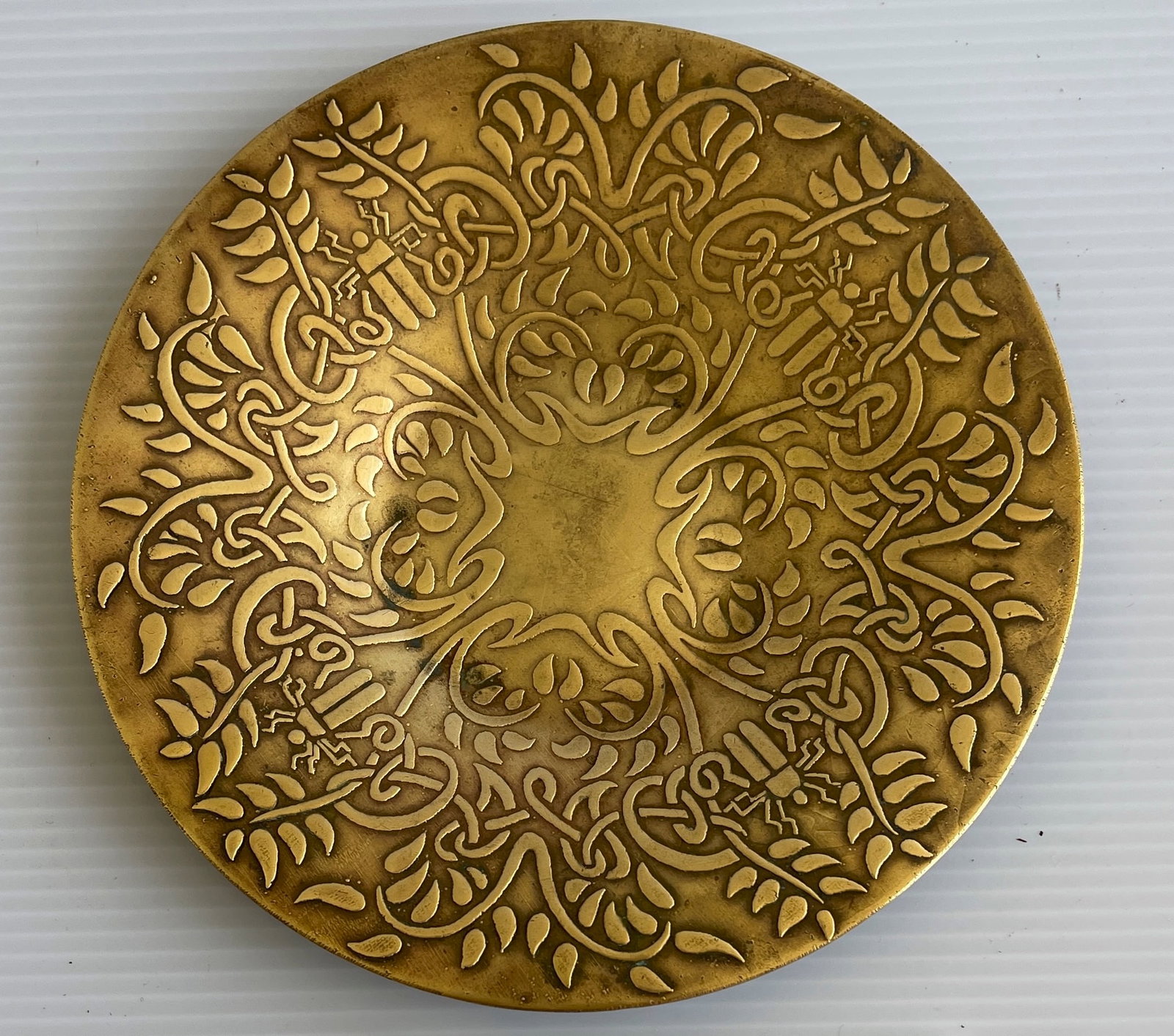 Arts and Crafts Shop - Acid-etched Card Tray - 1903: Arts and crafts shop acid-etched card tray 1903 Stamped and numbered Buffalo NY 5.75 diameter