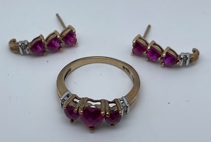 10k Gold and possibly ruby earring set
