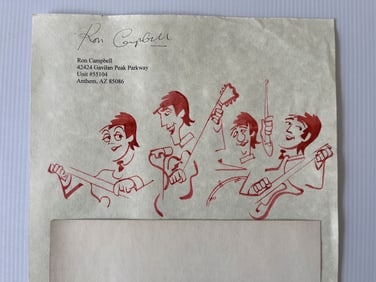 BEATLES DRAWING BY RON CAMPBELL