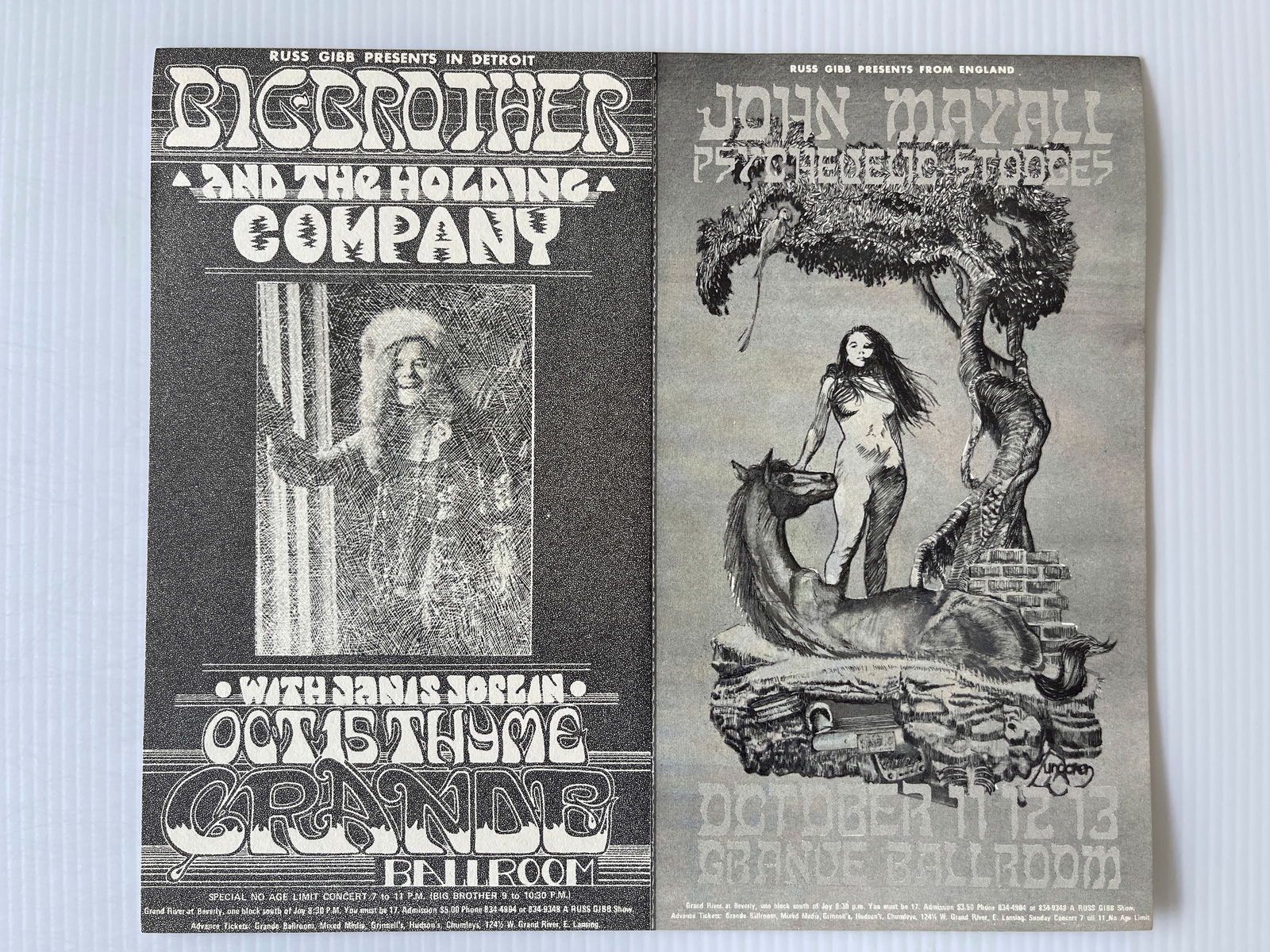 OUTSTANDING UNCUT GRANDE BALLROOM CARD - BIG BROTHER - JOHN MAYALL (1 of 2)