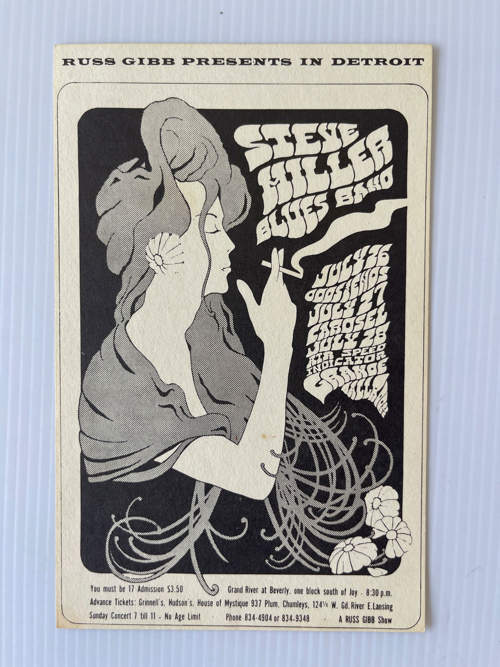 STEVE MILLER GRANDE BALLROOM POSTCARD (1 of 2)