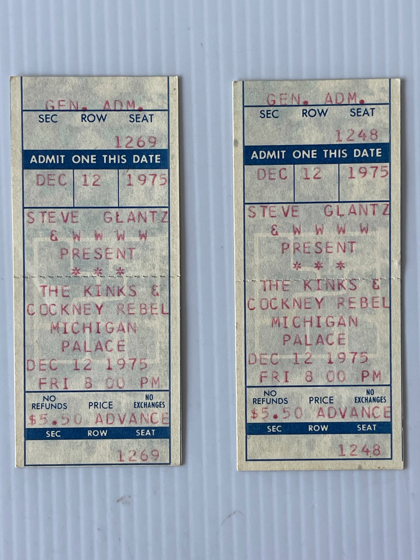 THE KINKS TICKET STUBS 1975: THE KINKS TICKET STUBS 1975