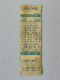 LOU REED TICKET STUB 1978