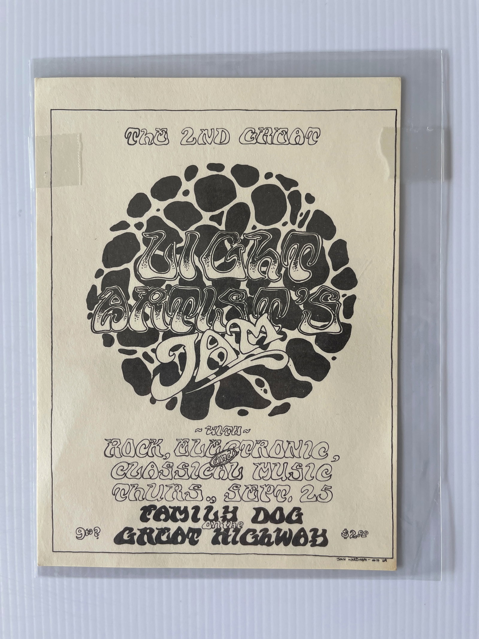 FAMILY DOG AND THE GREAT HIGHWAY HANDBILL: FAMILY DOG AND THE GREAT HIGHWAY HANDBILL. THE 2ND GREAT LIGHT ARTIST’S JAM. 1969 ABOUT 6 X 8.
