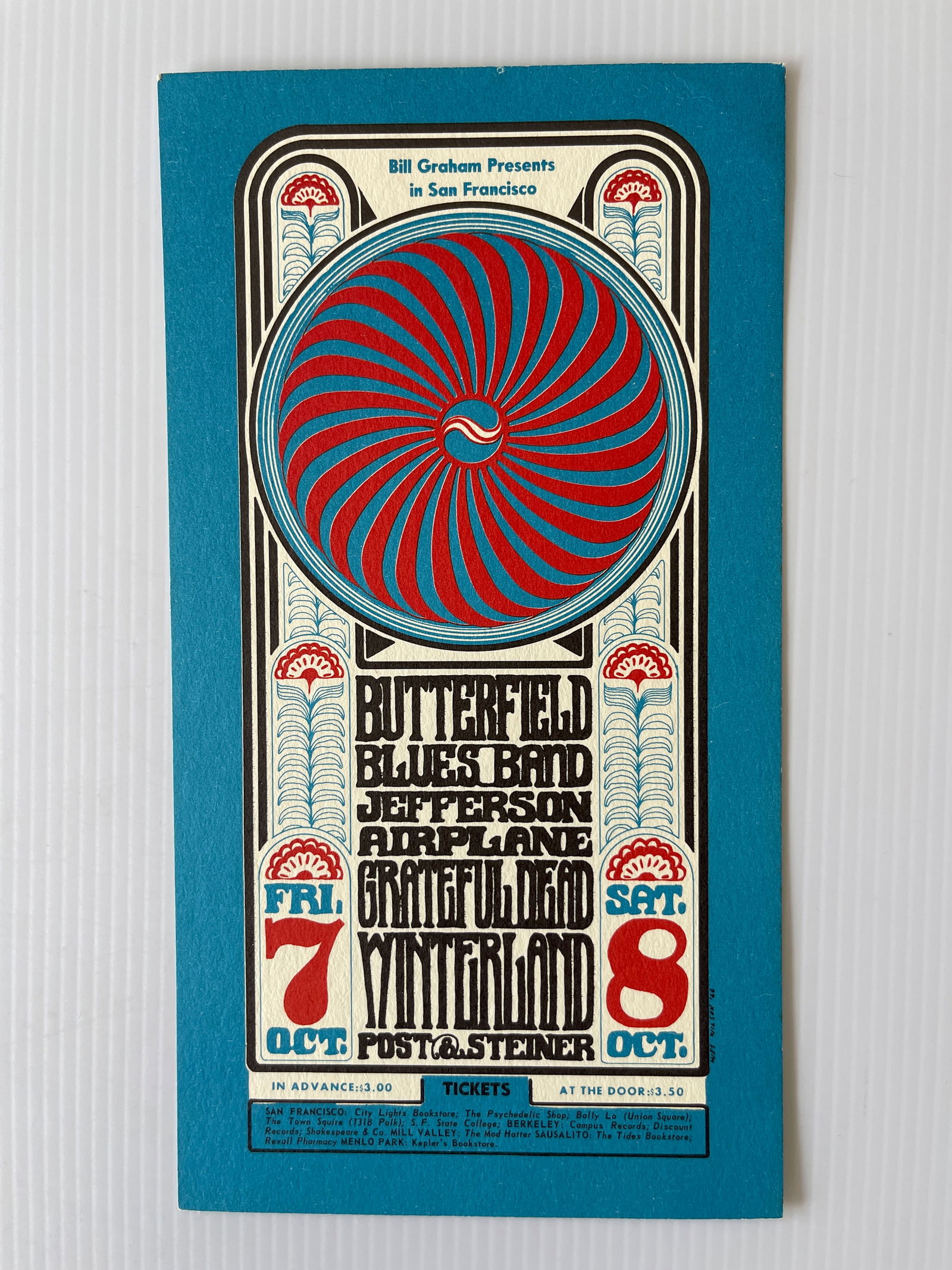 JEFFERSON AIRPLANE - GRATEFUL DEAD WINTERLAND POSTCARD (1 of 2)