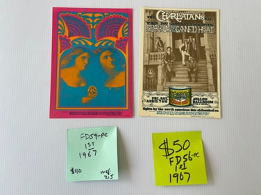 FD56 - FD59 - CANNED HEAT AND IRON BUTTERFLY POSTCARDS