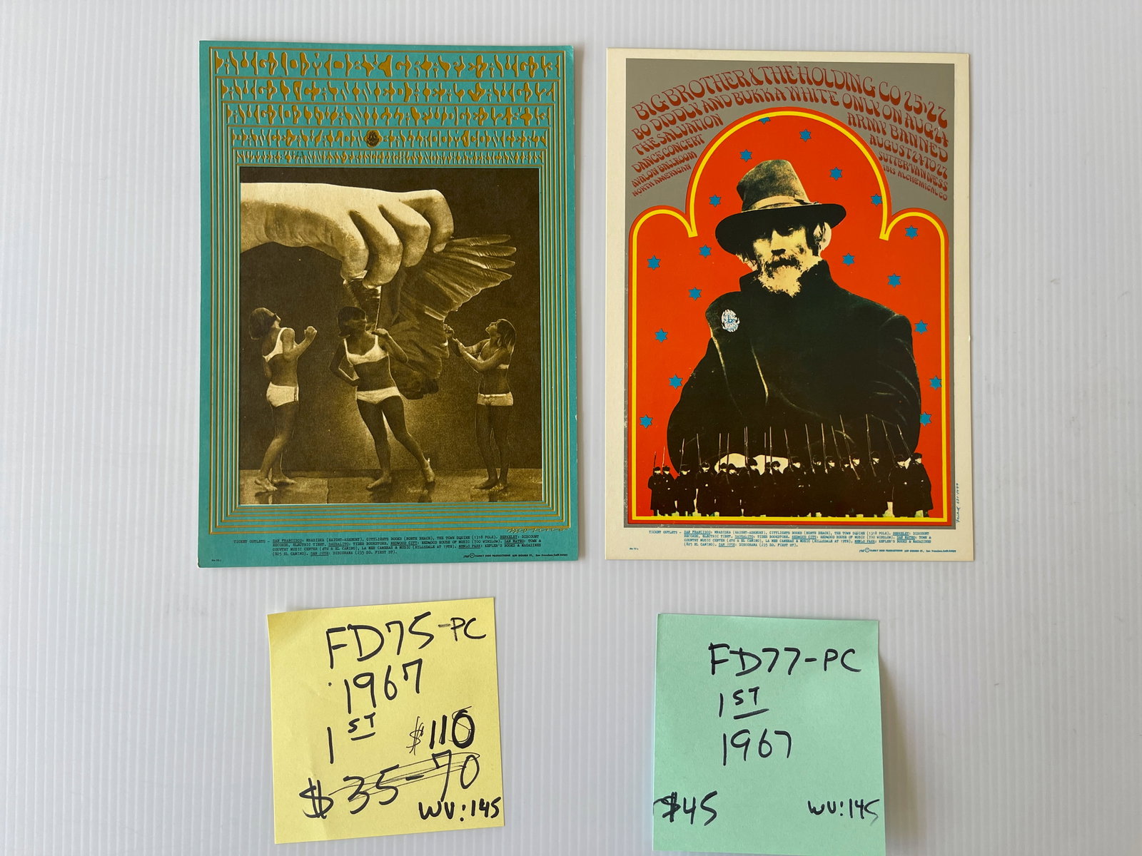 FD75 - FD77 - MOBY GRAPE AND BIG BROTHER POSTCARDS: FD75 - FD77 - MOBY GRAPE AND BIG BROTHER POSTCARDS