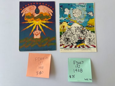FD104 - FD107 - ELECTRIC FLAG AND QUICKSILVER POSTCARDS