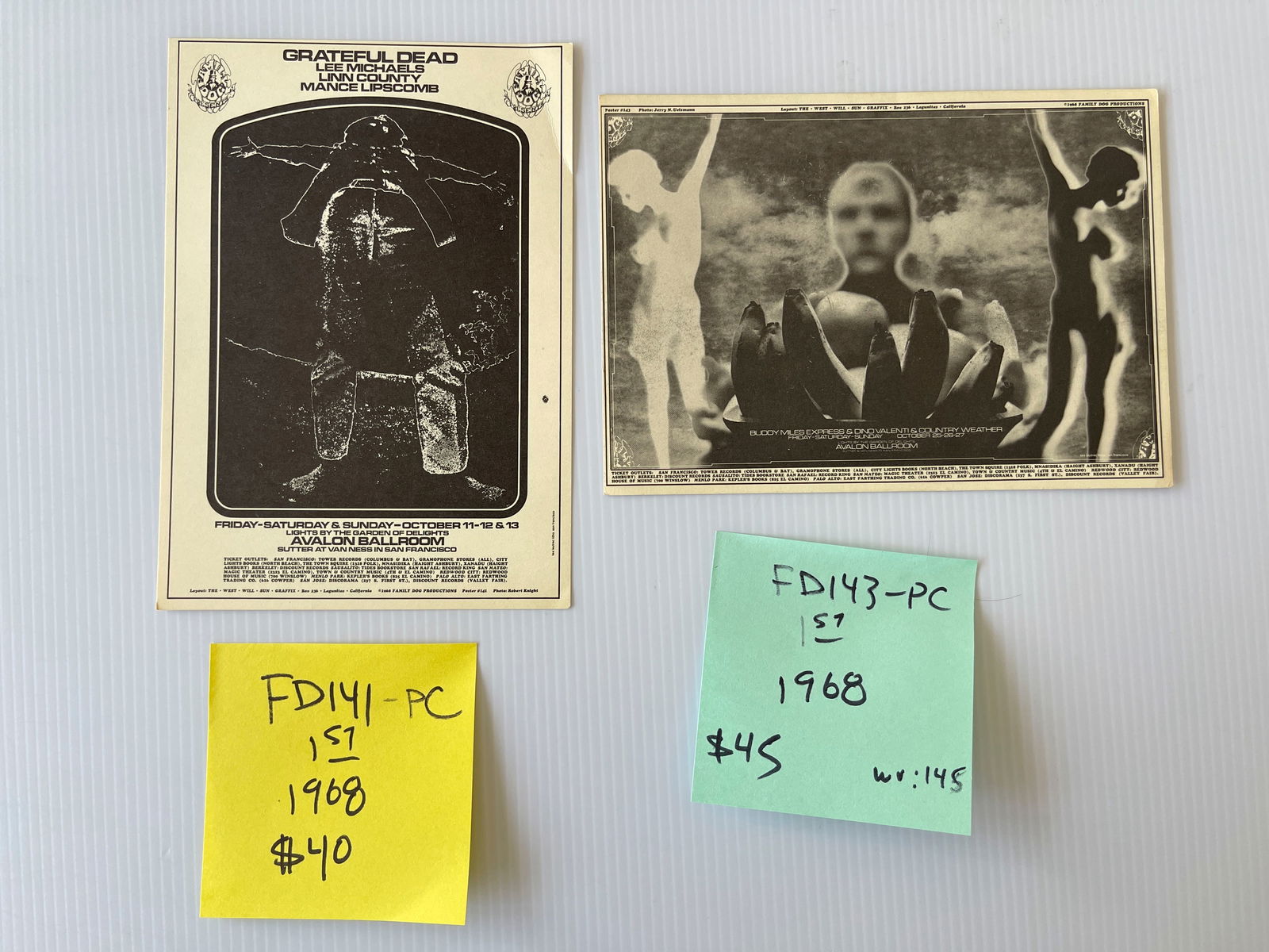 FD141 - FD143 - GRATEFUL DEAD - BUDDY MILES POSTCARDS (1 of 2)