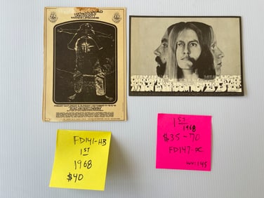 FD141 - FD147 - GRATEFUL DEAD HANDBILL AND QUICKSILVER POSTCARD