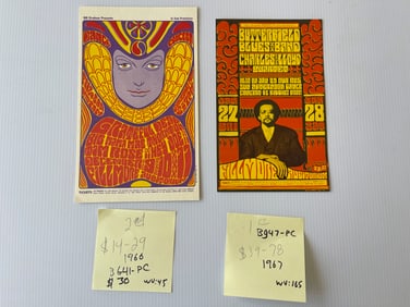 BG41 - BG47 - GRATEFUL DEAD AND BUTTERFIELD BLUES POSTCARDS