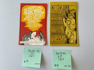 BG52 - BG55 - BB KING/MOBY GRAPE AND CHUCK BERRY / GRATEFULE DEAD POSTCARDS