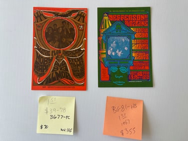 BG77 - BG81 - ELECTRIC FLAG/MOBY GRAPE AND JEFFERSON AIRPLANE / GRATEFUL DEAD POSTCARDS