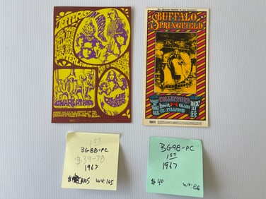 BG88 - BG98 - JEFFERSON AIRPLANE AND BUFFALO SPRINGFIELD POSTCARDS